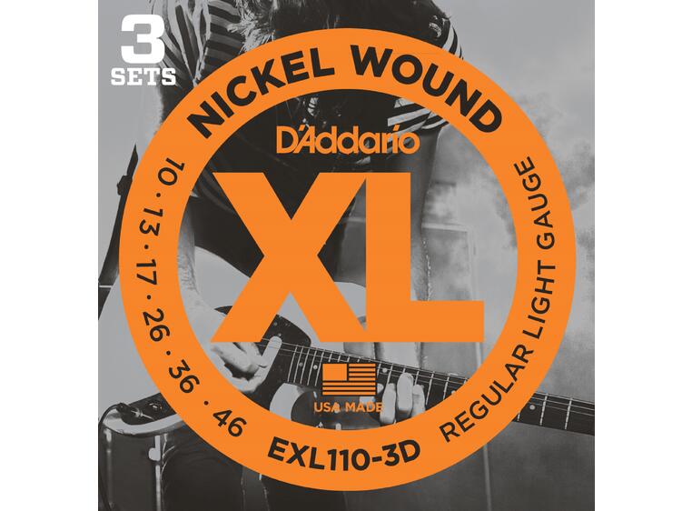 D'Addario EXL110-3D El. Gitar strenger (010-046) 3-pakning